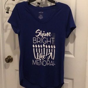 Womens Hanukkah v neck tee shirt new w/tags size S. $10